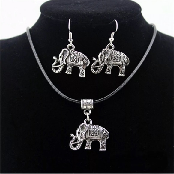 Jewelry - Tibet Style Silver Elephant Pendant Necklace Set